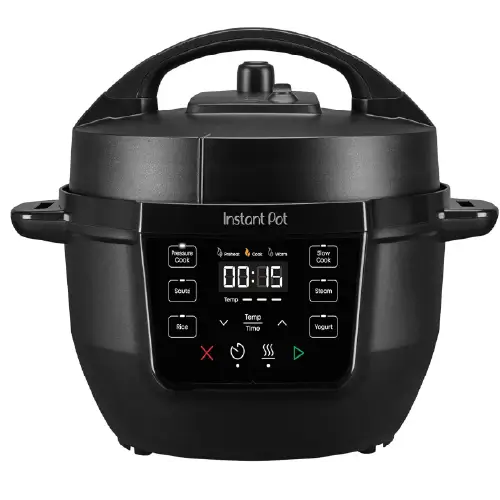 Triple slow cooker station with three oval ceramic pots and glass lids