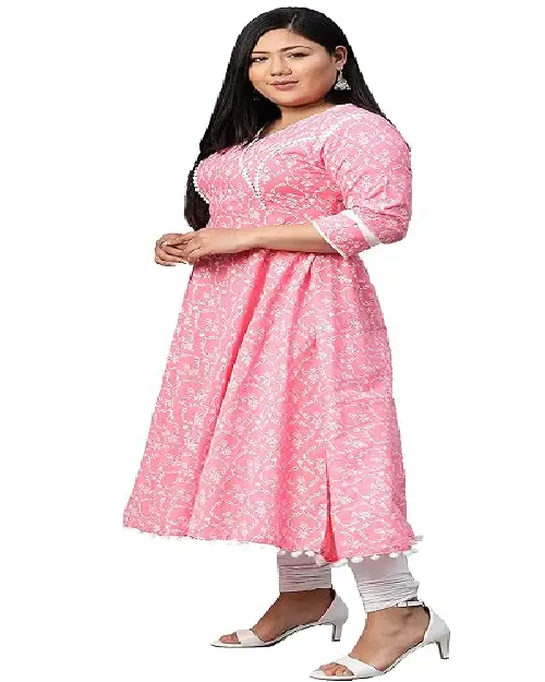 Light pink georgette Anarkali gown with subtle all-over traditional print details, matching pants, and a coordinated dupatta.
